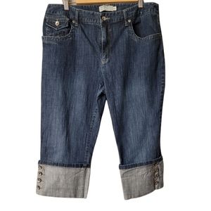 TRIBAL jeans Long Bermuda Capri Jean Stretch Shorts Size 12